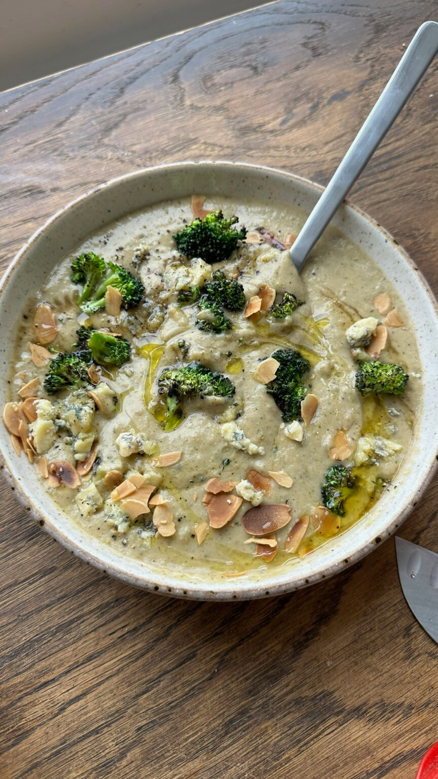 Charred Broccoli and Blue Cheese Soup