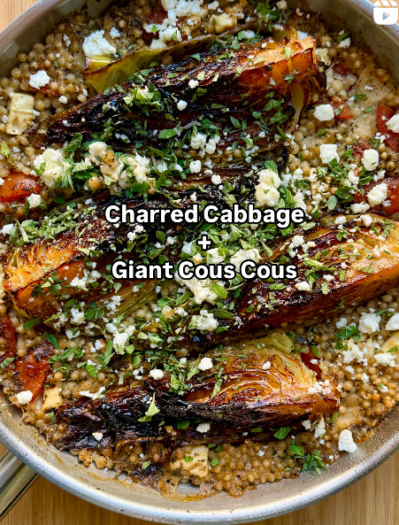 Charred Cabbage and Baked Giant Cous Cous