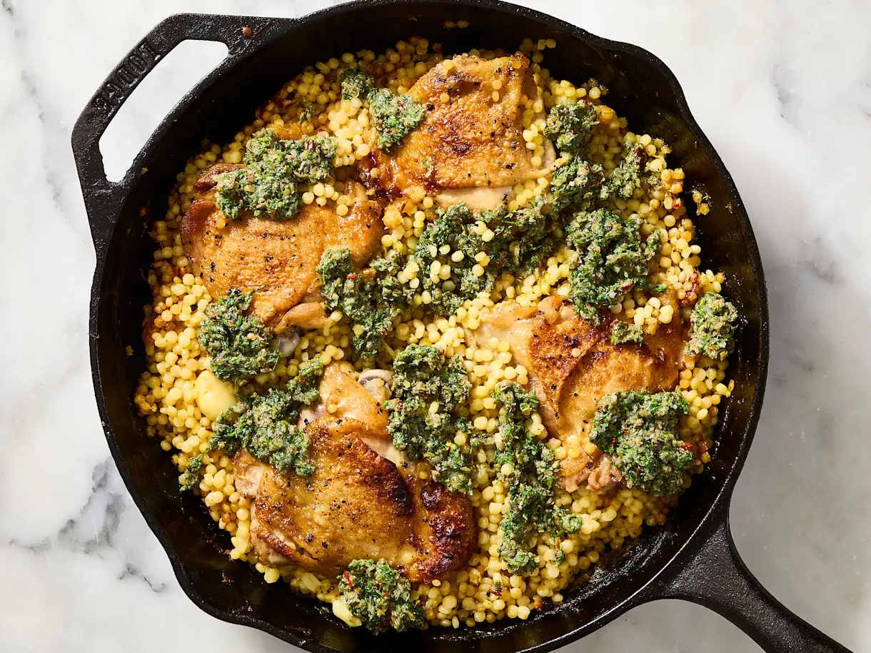One Pan Garlic Chicken and Couscous